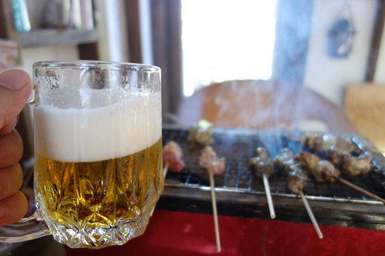 ビールと焼き鳥