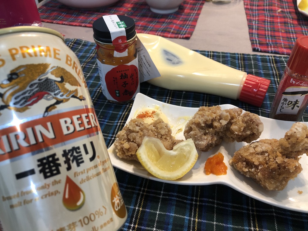 唐揚げと山うに